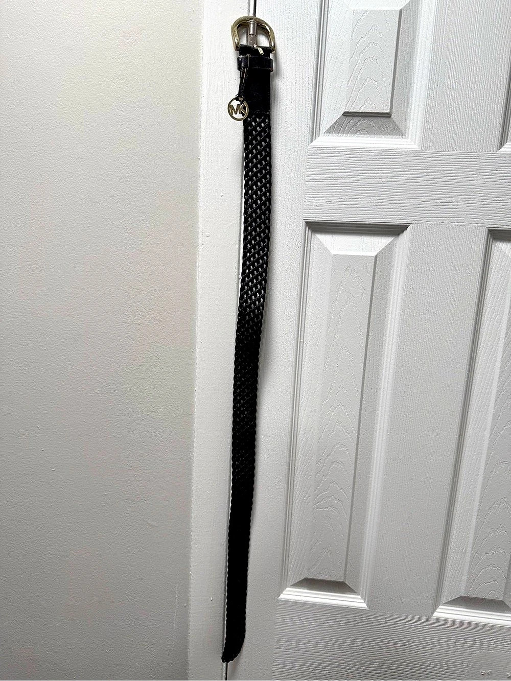 Michael Kors Braided Leather Belt with MK Logo Charm - Black

Women’s One Size F